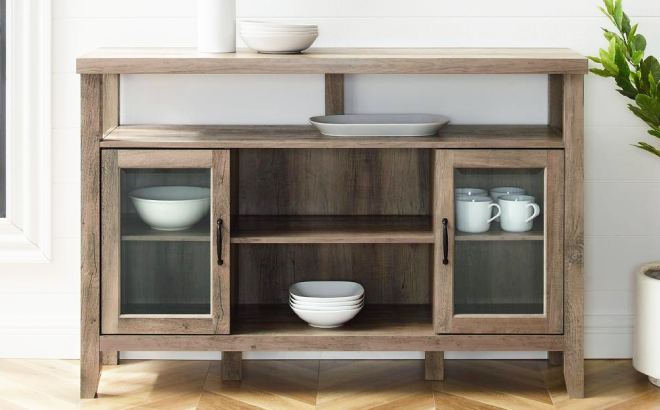 Wood Console High Boy Buffet